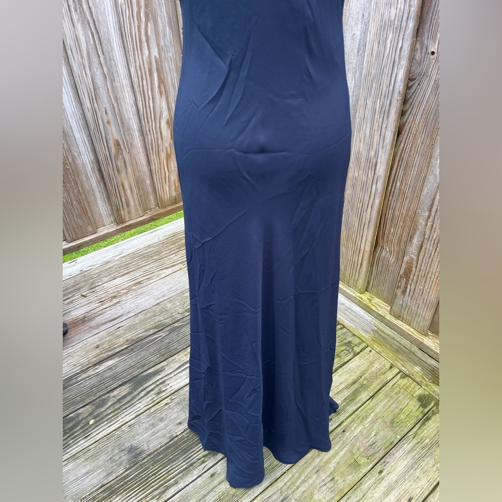 Elegant Navy Blue Evening Dress Floor Length - Picture 8 of 9